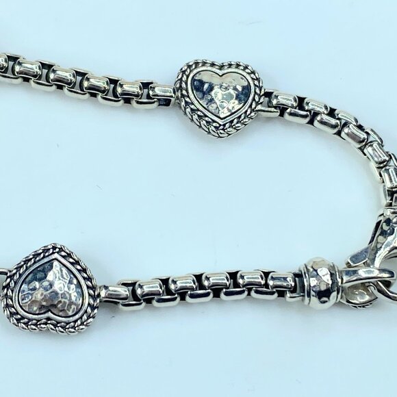 JAI Sterling Silver Symbols of Love Box Chain Station Bracelet JR9288 - Picture 5 of 8